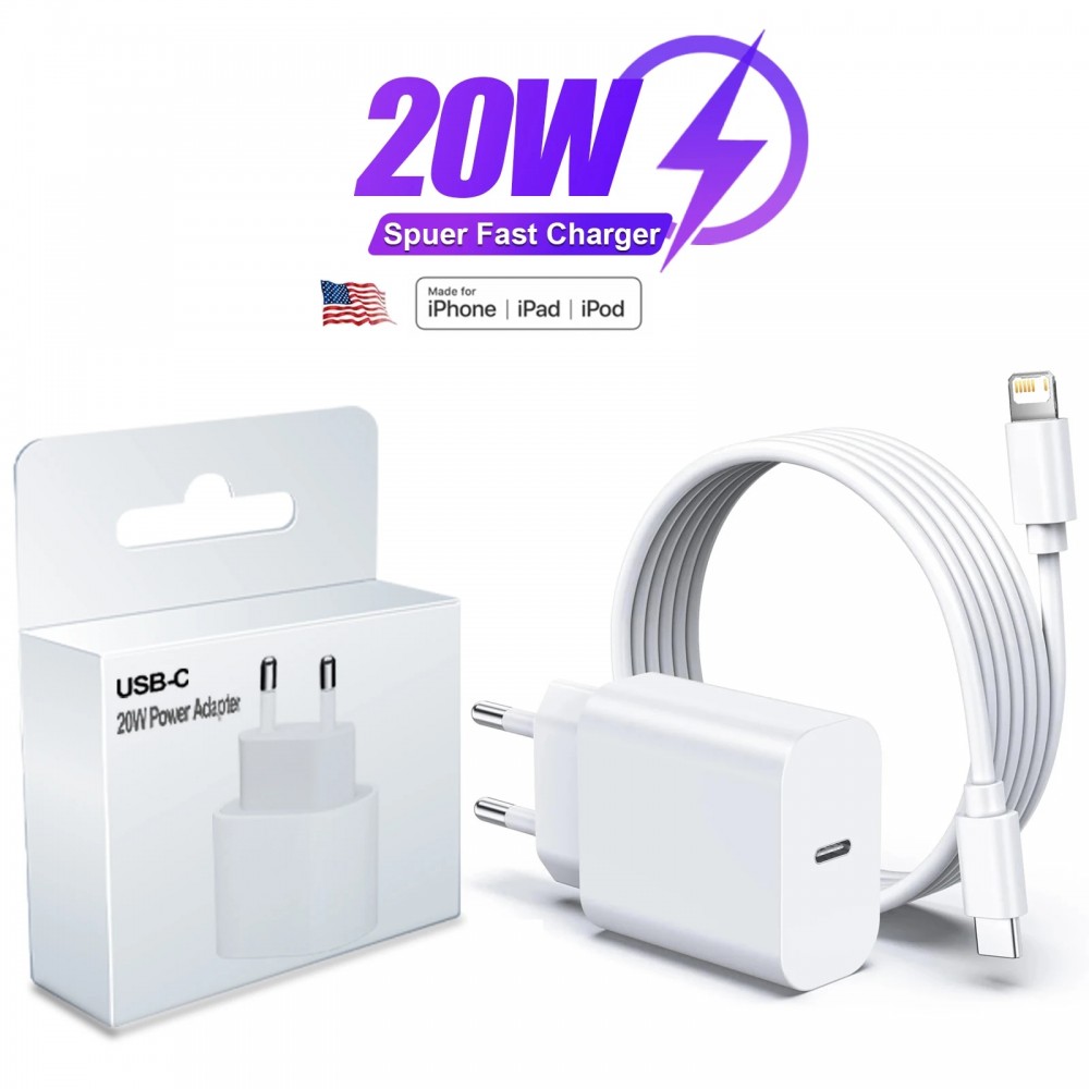 Original For Apple 20W Fast Charger / Cable For iPhone 13 12 11 14 Pro Max Plus XS 8 USB Type-C 