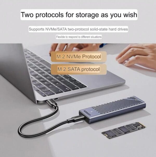 UGREEN M.2 NVMe / SATA Dual Protocol Hard Drive Enclosure - Image 2